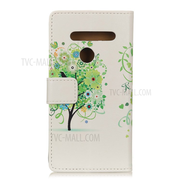 Pattern Printing Wallet Leather Magnetic Shell for LG K41S - Green Flowers Tree Birdcage-2