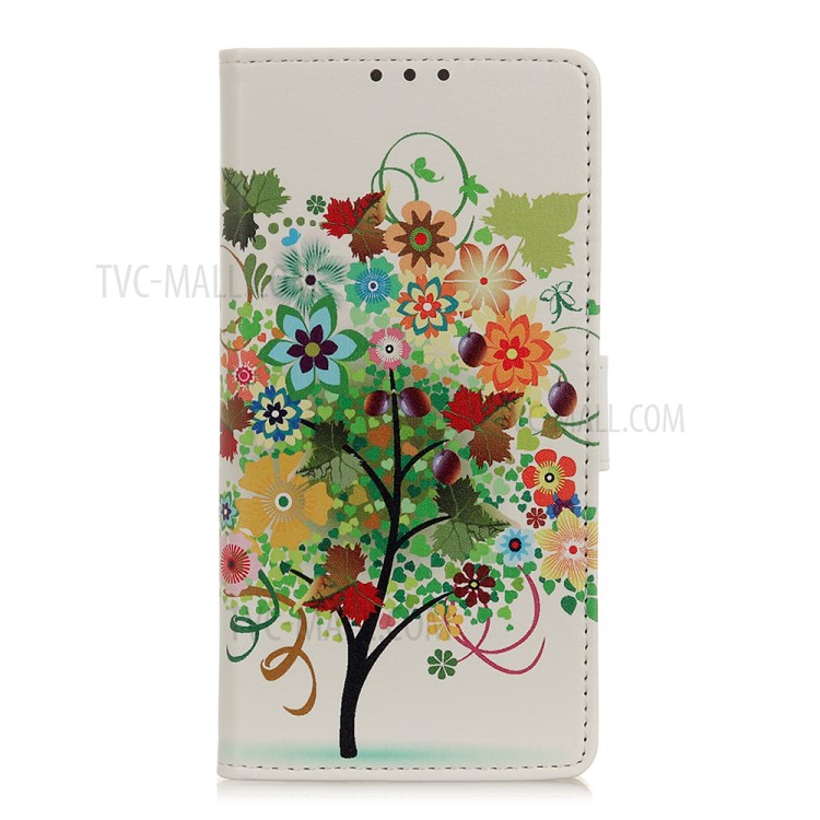 Pattern Printing Wallet Leather Magnetic Shell for LG K41S - Flowers Tree with Fruits-1