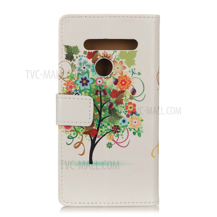 Pattern Printing Wallet Leather Magnetic Shell for LG K41S - Flowers Tree with Fruits-2