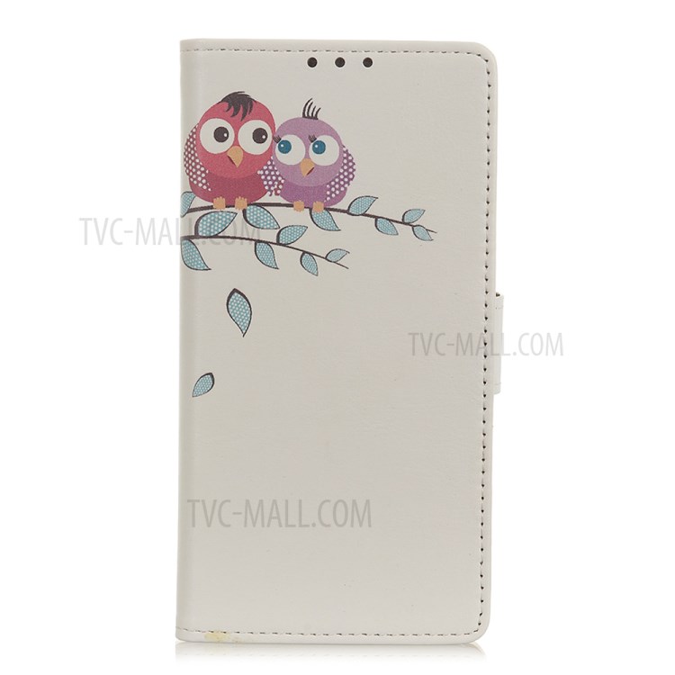 Pattern Printing Wallet Leather Magnetic Shell for LG K41S - Two Little Owls on Branch-1