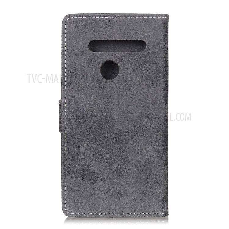 Vintage Style Leather Wallet Stand Case for LG K41S - Grey-3