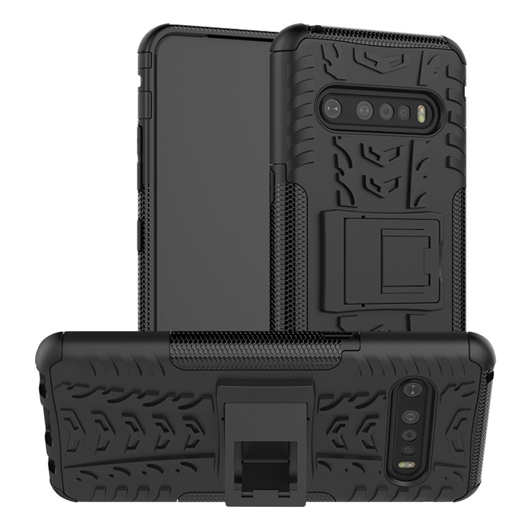 Anti-slip PC + TPU Hybrid Case with Kickstand for LG V60 ThinQ 5G - Black-1