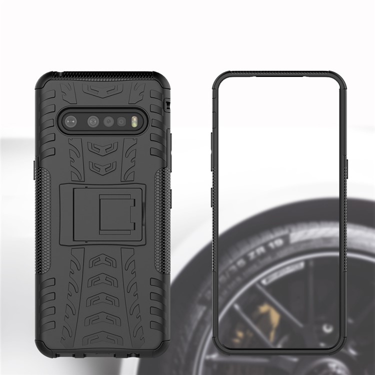 Case Híbrido PC + TPU Anti-slip Con Kickstand Para LG V60 ThinQ 5G - Negro-10