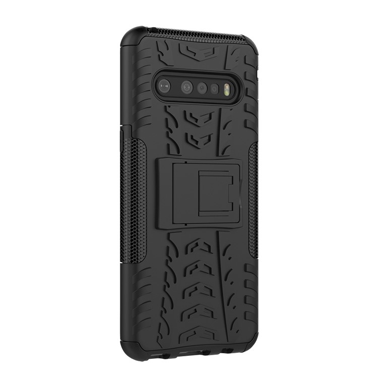 Anti-slip PC + TPU Hybrid Case with Kickstand for LG V60 ThinQ 5G - Black-5