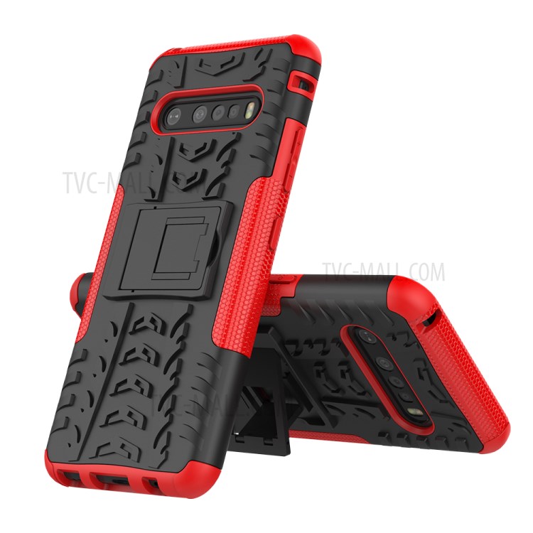 Anti-slip PC + TPU Hybrid Case with Kickstand for LG V60 ThinQ 5G - Red-2