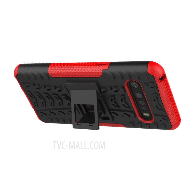 Anti-slip PC + TPU Hybrid Case with Kickstand for LG V60 ThinQ 5G - Red-8
