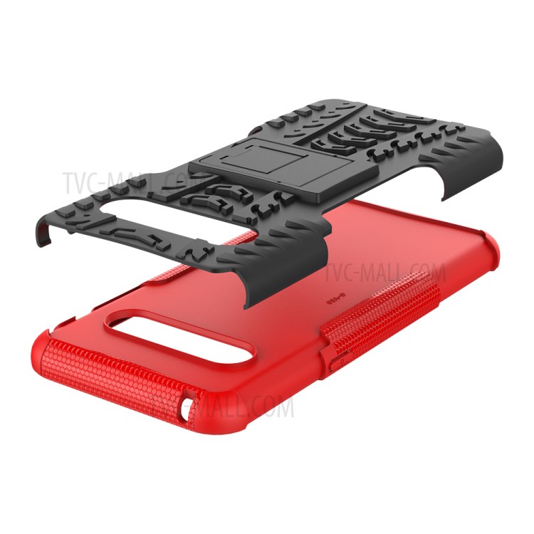 Anti-slip PC + TPU Hybrid Case with Kickstand for LG V60 ThinQ 5G - Red-9