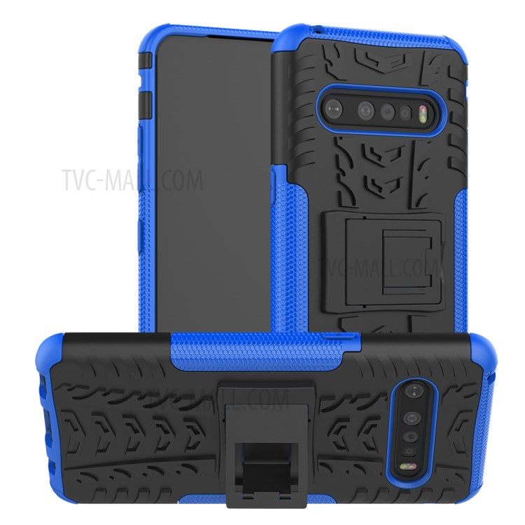 Anti-slip PC + TPU Hybrid Case with Kickstand for LG V60 ThinQ 5G - Blue-1