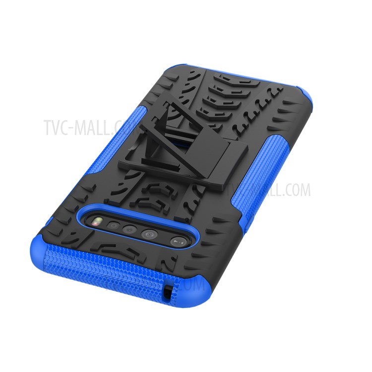 Anti-slip PC + TPU Hybrid Case with Kickstand for LG V60 ThinQ 5G - Blue-10