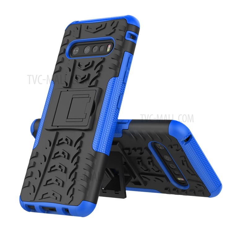 Anti-slip PC + TPU Hybrid Case with Kickstand for LG V60 ThinQ 5G - Blue-2