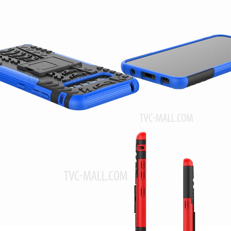 Anti-slip PC + TPU Hybrid Case with Kickstand for LG V60 ThinQ 5G - Blue-4