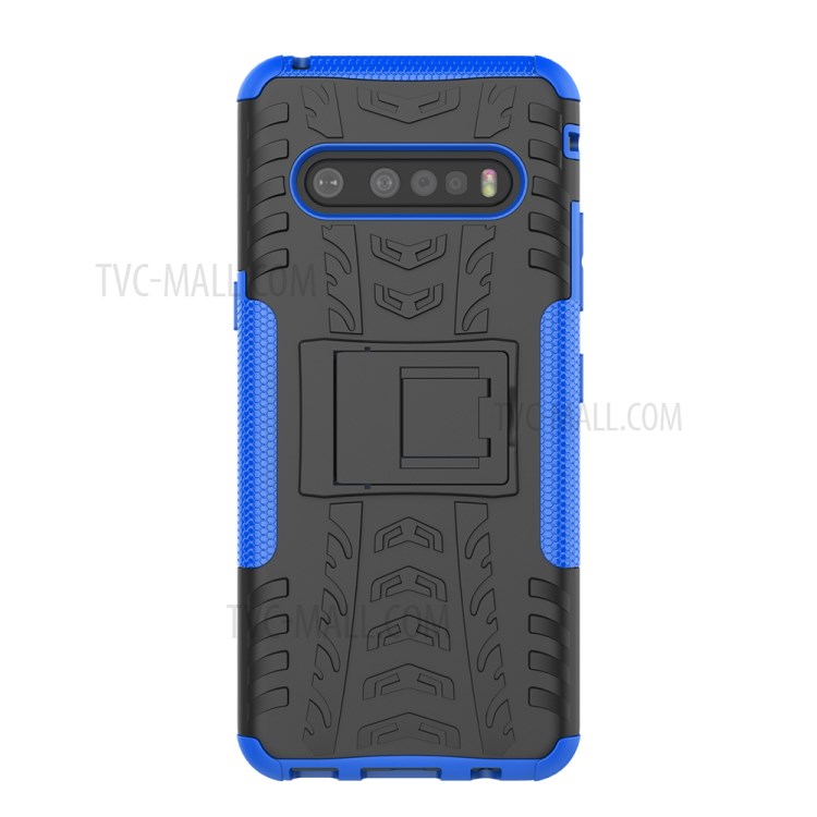 Anti-slip PC + TPU Hybrid Case with Kickstand for LG V60 ThinQ 5G - Blue-5
