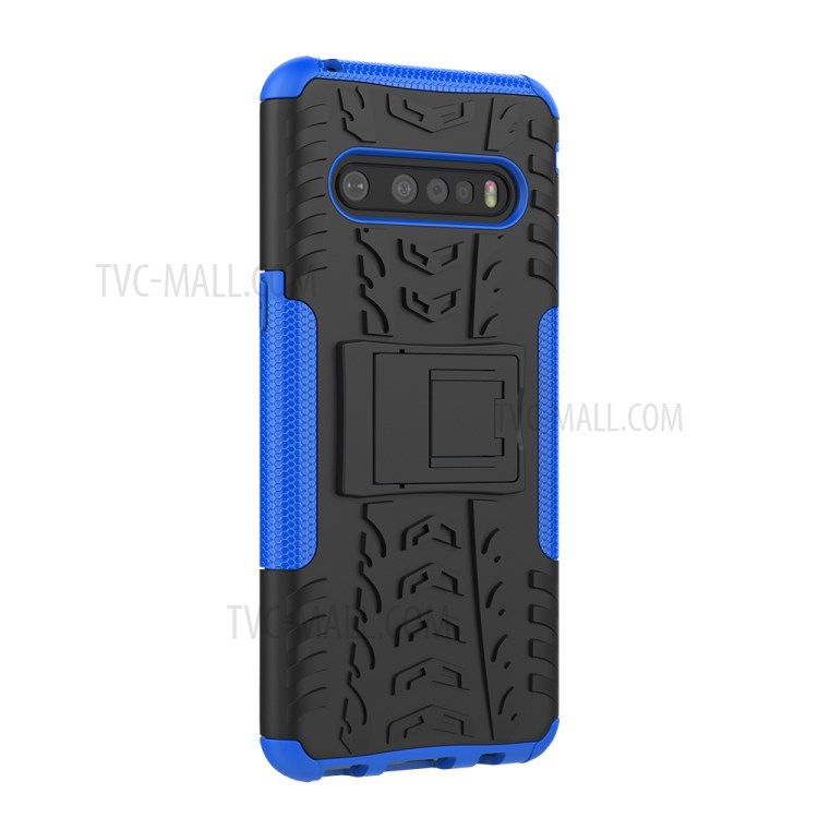 Anti-slip PC + TPU Hybrid Case with Kickstand for LG V60 ThinQ 5G - Blue-7