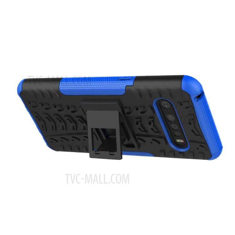 Anti-slip PC + TPU Hybrid Case with Kickstand for LG V60 ThinQ 5G - Blue-8