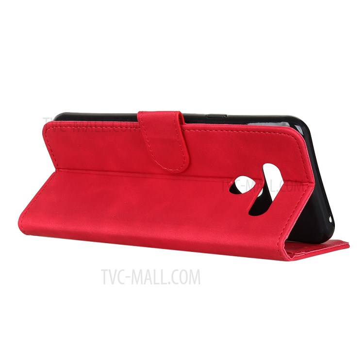 KHAZNEH Vintage Style Leather Wallet Case for LG K51S/K41S - Red-9