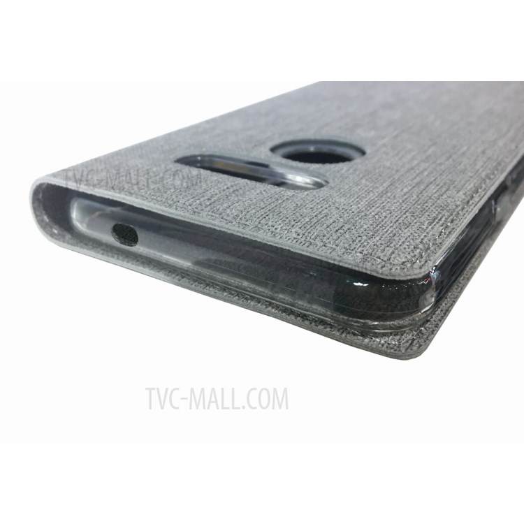 VILI DMX Cross Texture Card Holder Leather Case Accessory for LG Q70 - Grey-15