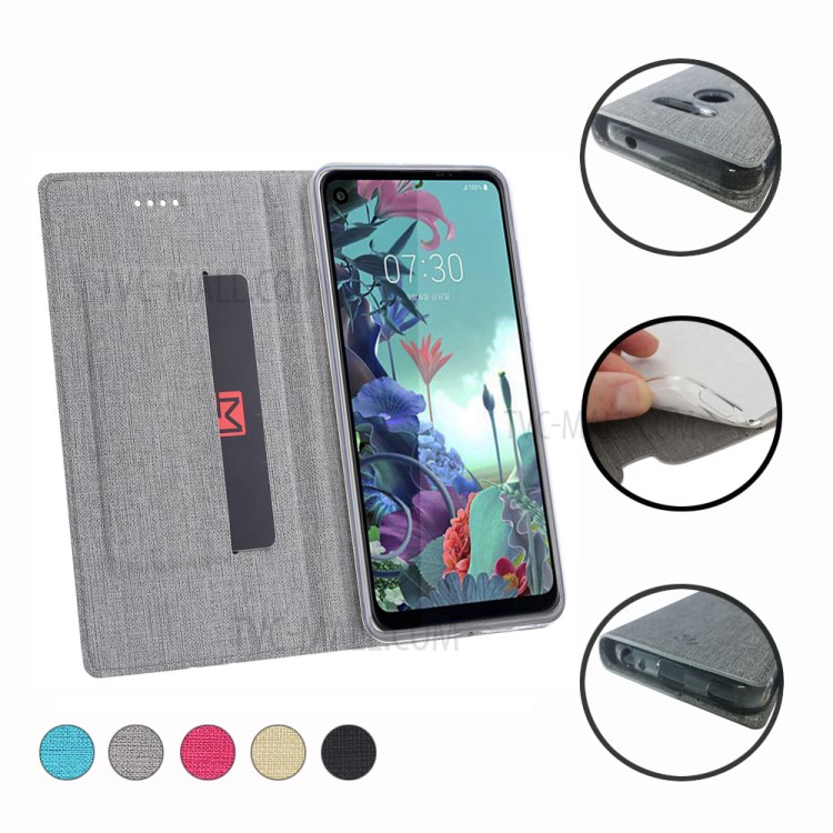 VILI DMX Cross Texture Card Holder Leather Case Accessory for LG Q70 - Grey-17