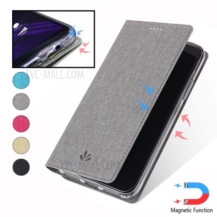 VILI DMX Cross Texture Card Holder Leather Case Accessory for LG Q70 - Grey-18