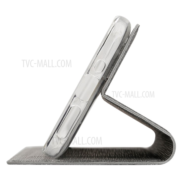 VILI DMX Cross Texture Card Holder Leather Case Accessory for LG Q70 - Grey-8