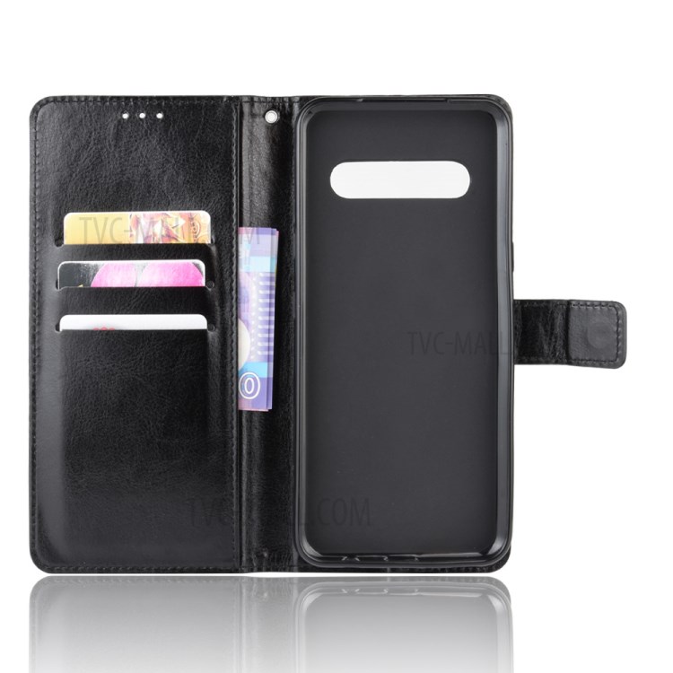 Crazy Horse Texture Protection PU Leather Wallet Mobile Phone Shell for LG V60 ThinQ 5G - Black-3