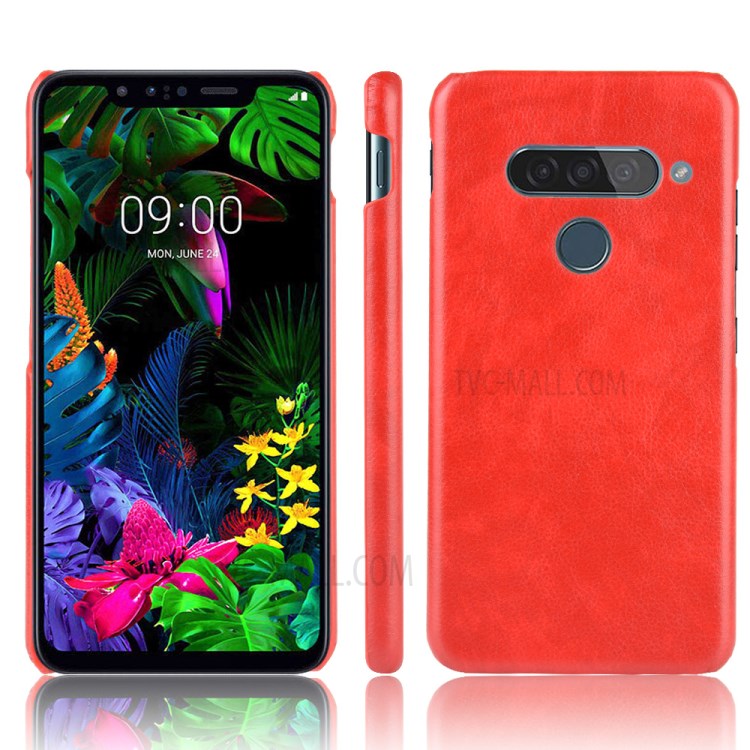 Litchi Texture PU Leather Coated Plastic Cover for LG G8s ThinQ - Red-1