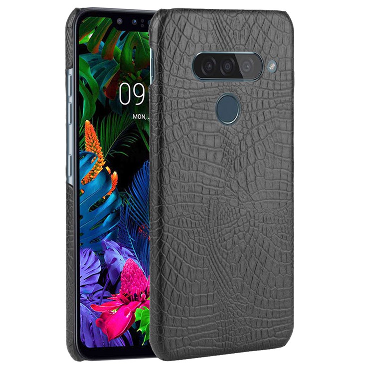 Texture Coccodrillo in Pelle PC Rivestita PC Shell Per LG G8s Thinq - Nero