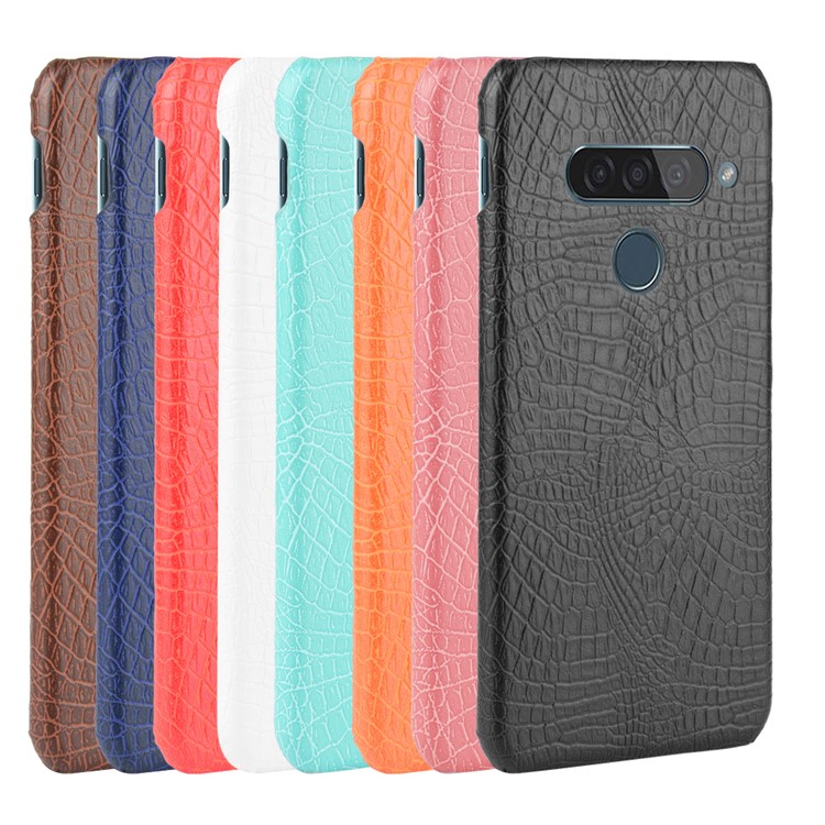 Textura de Cocodrilo PU Cuero Con Caparazón de Teléfono Para PC Para LG G8s Thinq - Negro-6