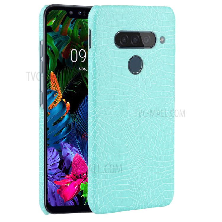 Crocodile Texture PU Leather Coated PC Phone Shell for LG G8s ThinQ - Cyan-1