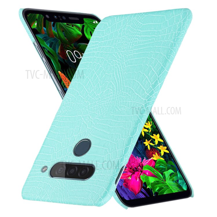 Crocodile Texture PU Leather Coated PC Phone Shell for LG G8s ThinQ - Cyan-2