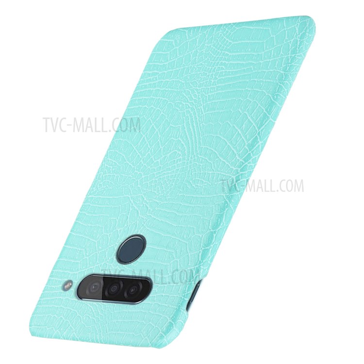 Crocodile Texture PU Leather Coated PC Phone Shell for LG G8s ThinQ - Cyan-3