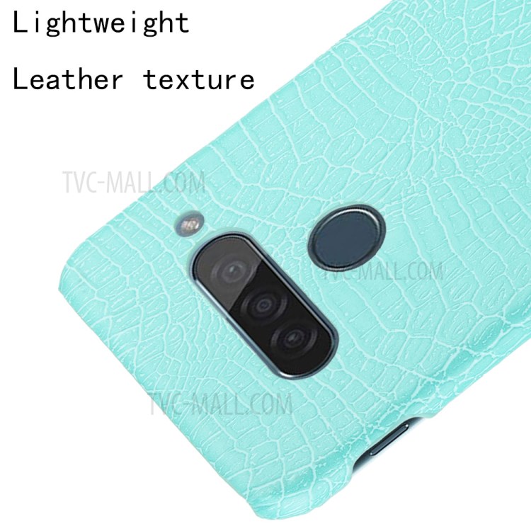 Crocodile Texture PU Leather Coated PC Phone Shell for LG G8s ThinQ - Cyan-4