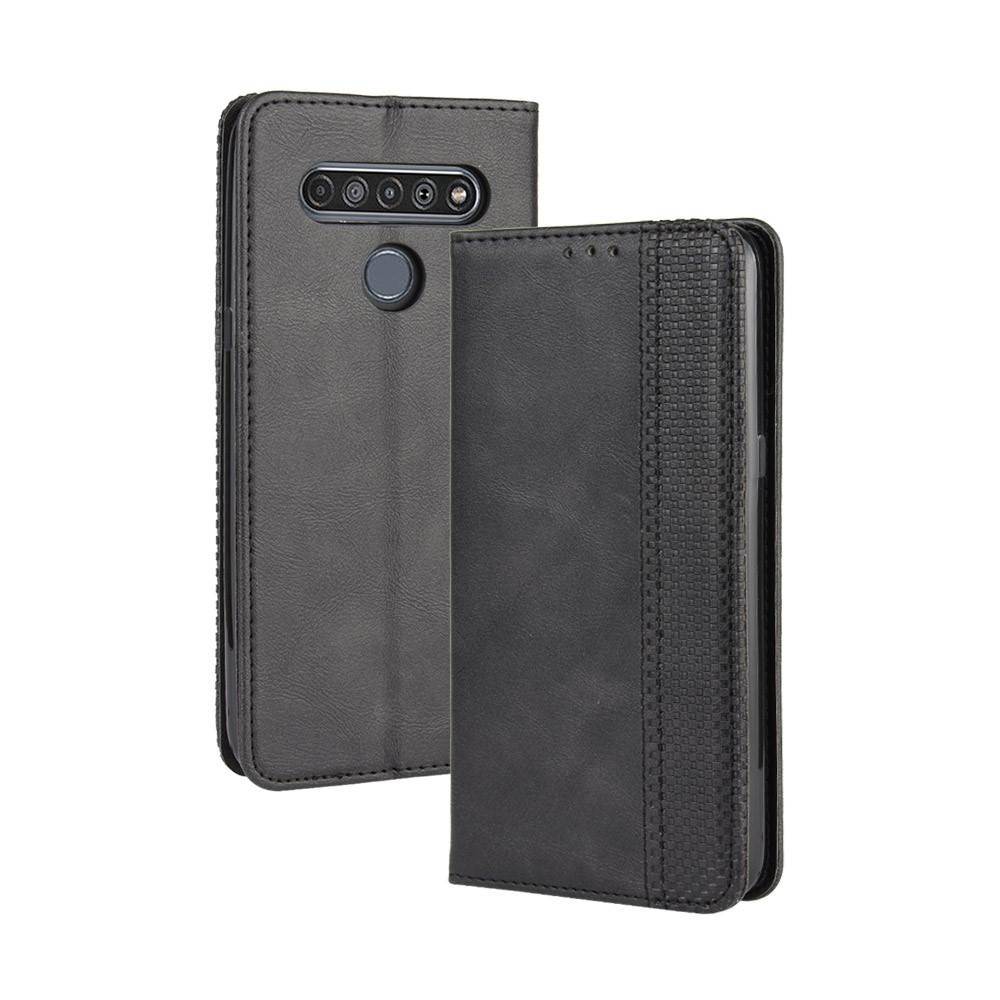 For LG K41S Auto-absorbed Retro Leather Case with Wallet Stand - Black-2