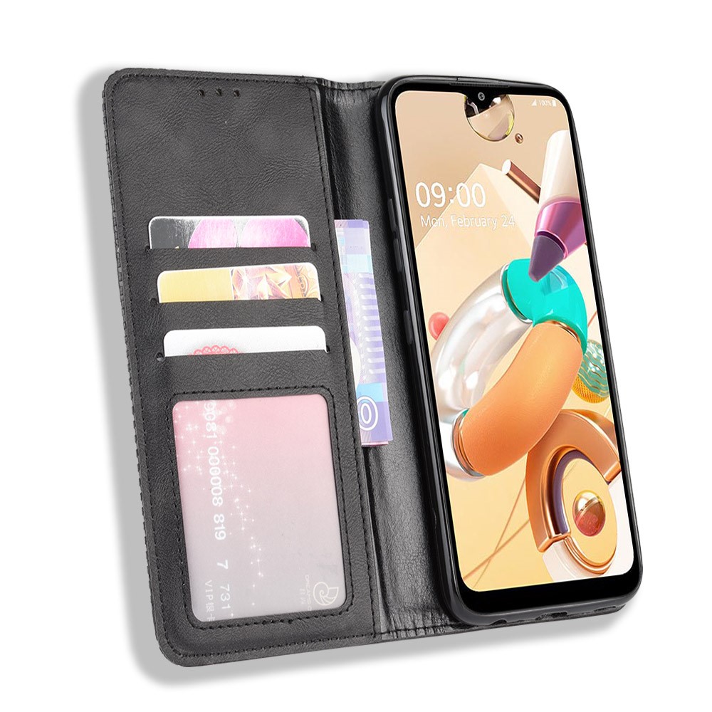 For LG K41S Auto-absorbed Retro Leather Case with Wallet Stand - Black-6