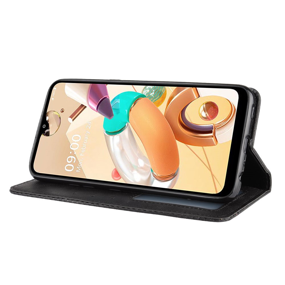 For LG K41S Auto-absorbed Retro Leather Case with Wallet Stand - Black-7