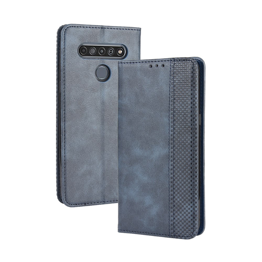 For LG K51S/K41S Auto-absorbed Retro Leather Case with Wallet Stand - Blue-2