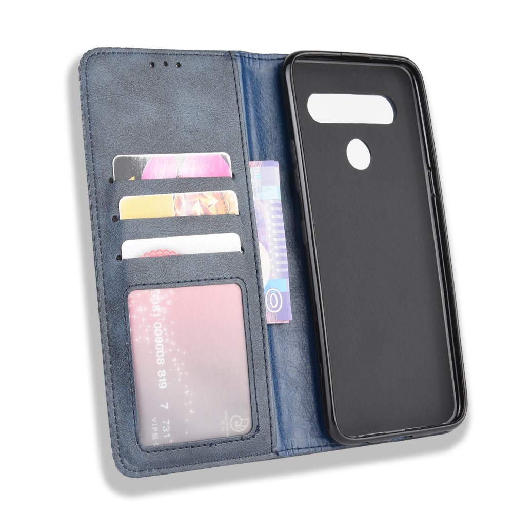 For LG K51S/K41S Auto-absorbed Retro Leather Case with Wallet Stand - Blue-5