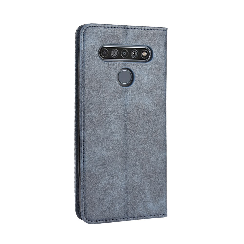 For LG K51S/K41S Auto-absorbed Retro Leather Case with Wallet Stand - Blue-8