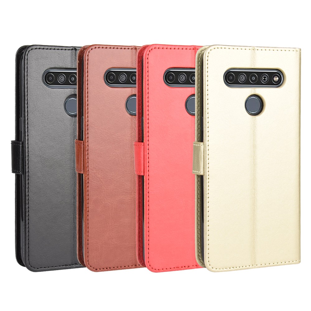 Crazy Horse Wallet Leather Protective Cover for LG K51S/K41S - Black-10