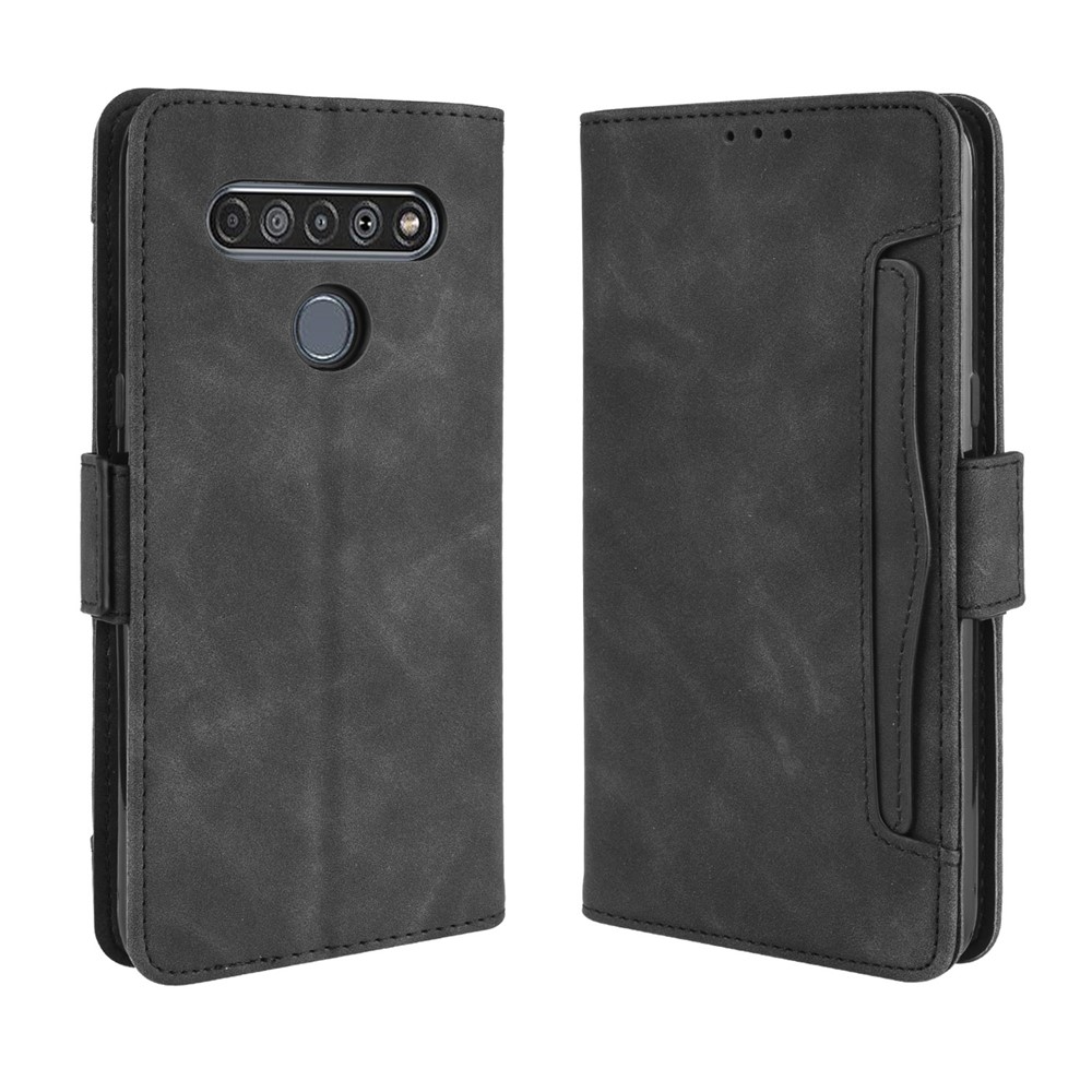Multiple Card Slots Leather Wallet Protector Cover for LG K51S/K41S - Black-2