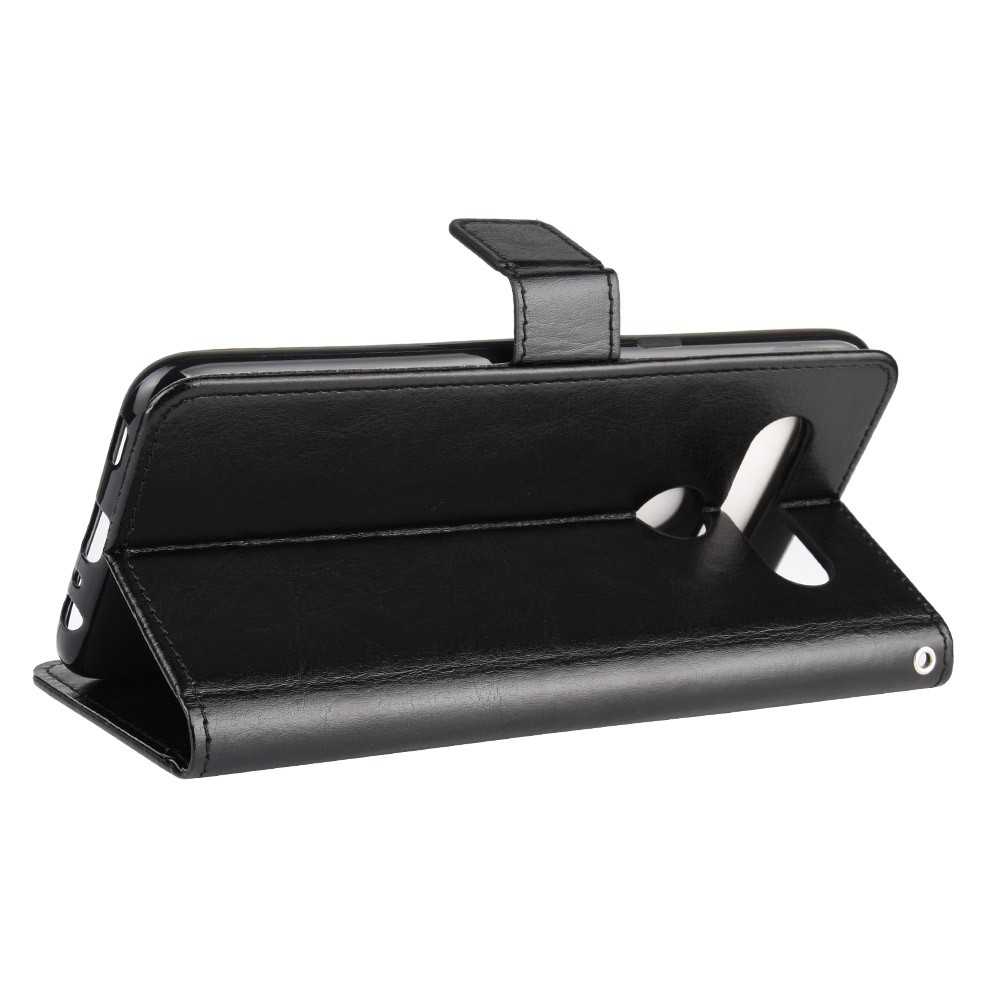 Crazy Horse Wallet Stand Leather Case with Strap for LG K61 - Black-6