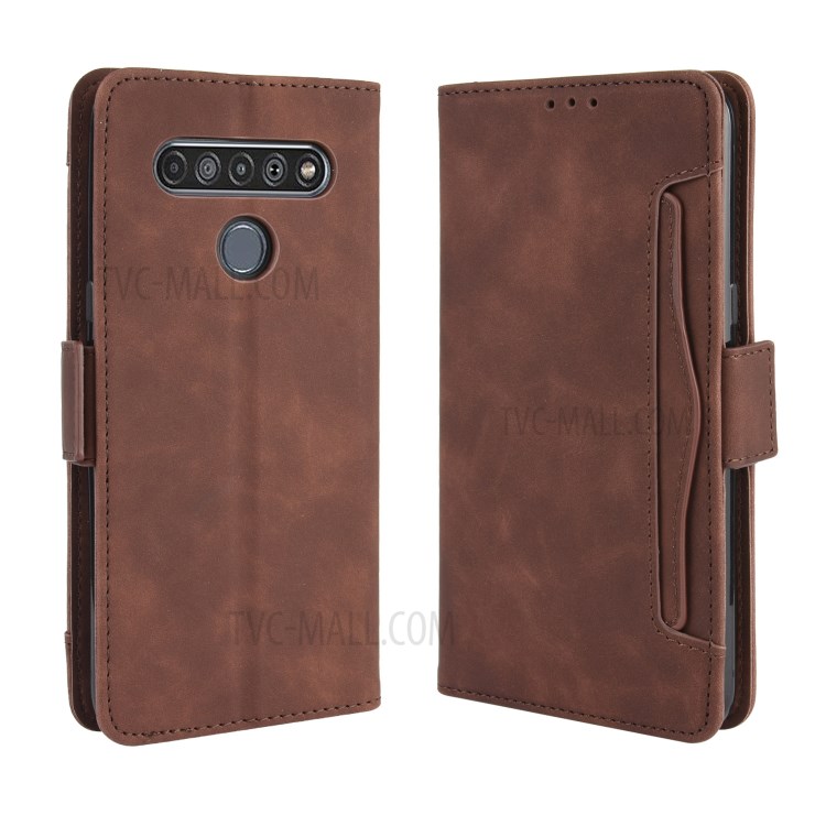 Stand PU Leather Cover with Multiple Card Slots for LG K61 - Brown-2