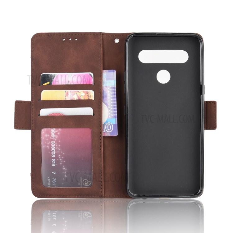 Stand PU Leather Cover with Multiple Card Slots for LG K61 - Brown-4