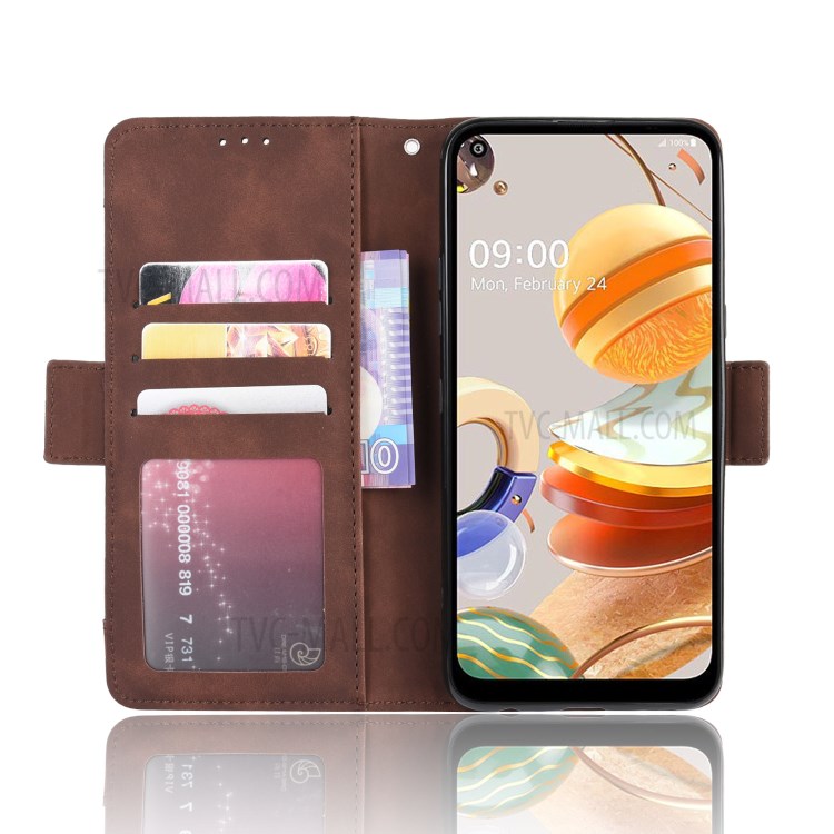 Stand PU Leather Cover with Multiple Card Slots for LG K61 - Brown-5