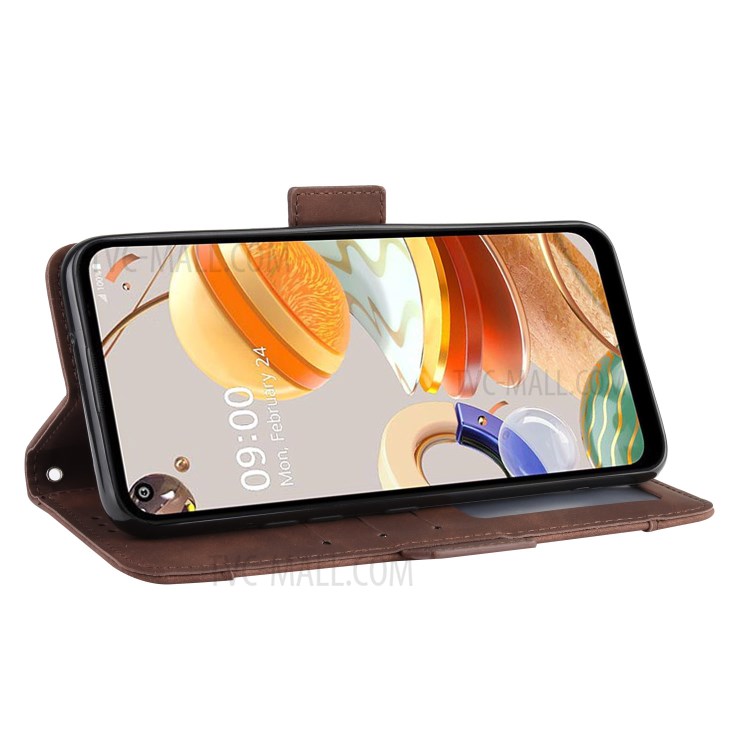 Stand PU Leather Cover with Multiple Card Slots for LG K61 - Brown-6