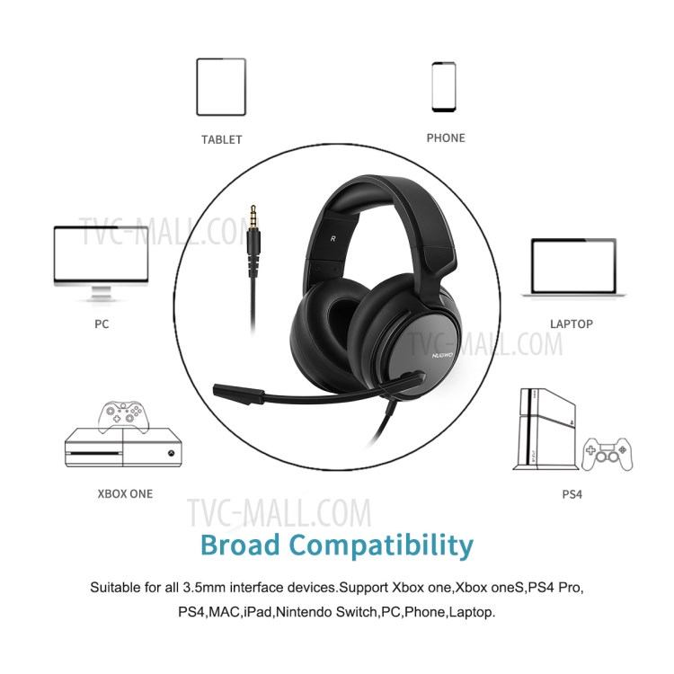 NUBWO N12 3.5mm Gaming Headset Stereo Gaming Headphones with Mic - Grey-9