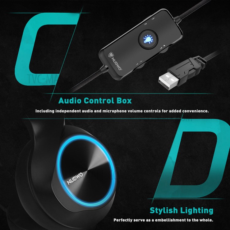 NUBWO N11 Casque Casque De Jeu USB Avec Microphone - Noir / Bleu-10