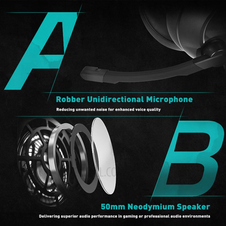 NUBWO N11 Casque Casque De Jeu USB Avec Microphone - Noir / Bleu-9