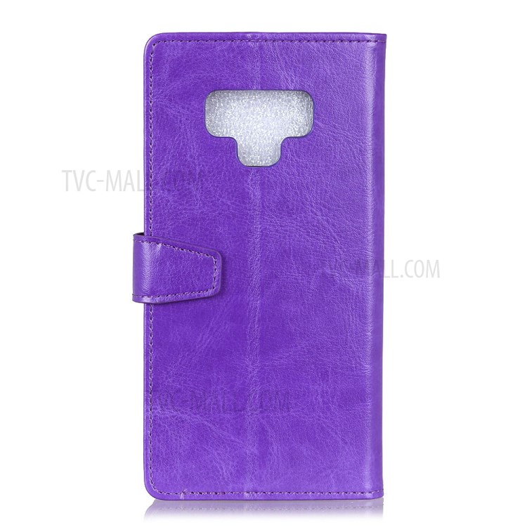 Crazy Horse Wallet Stand PU Leather Cover for LG Q51 - Purple-2