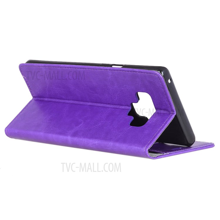 Crazy Horse Wallet Stand PU Leather Cover for LG Q51 - Purple-3