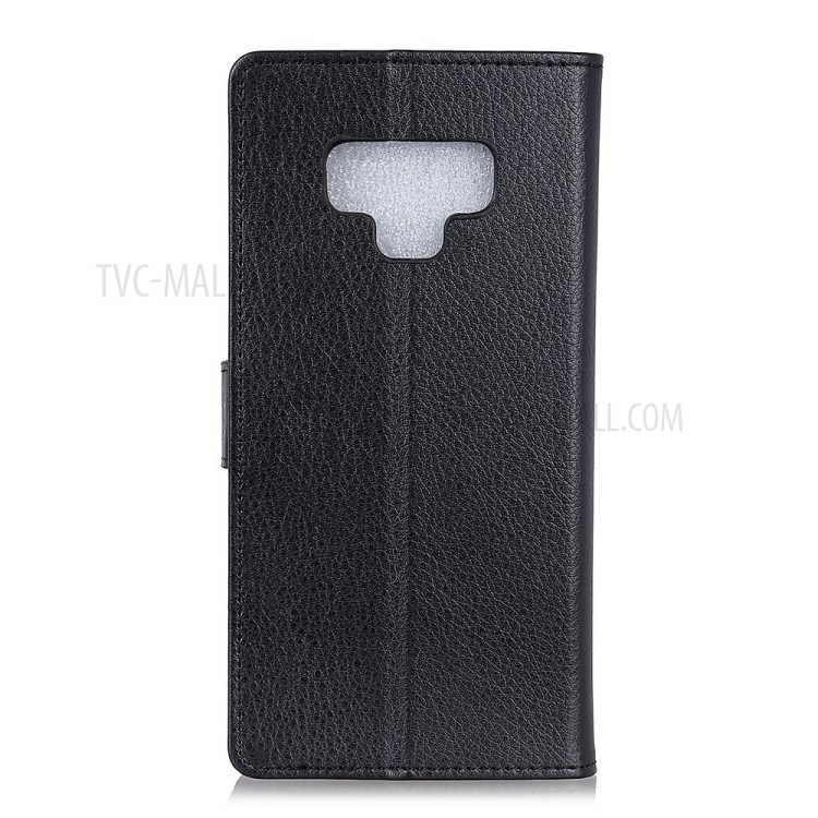 Litchi Grain Wallet Stand Leather Mobile Phone Casing Cover for LG Q51 - Black-2